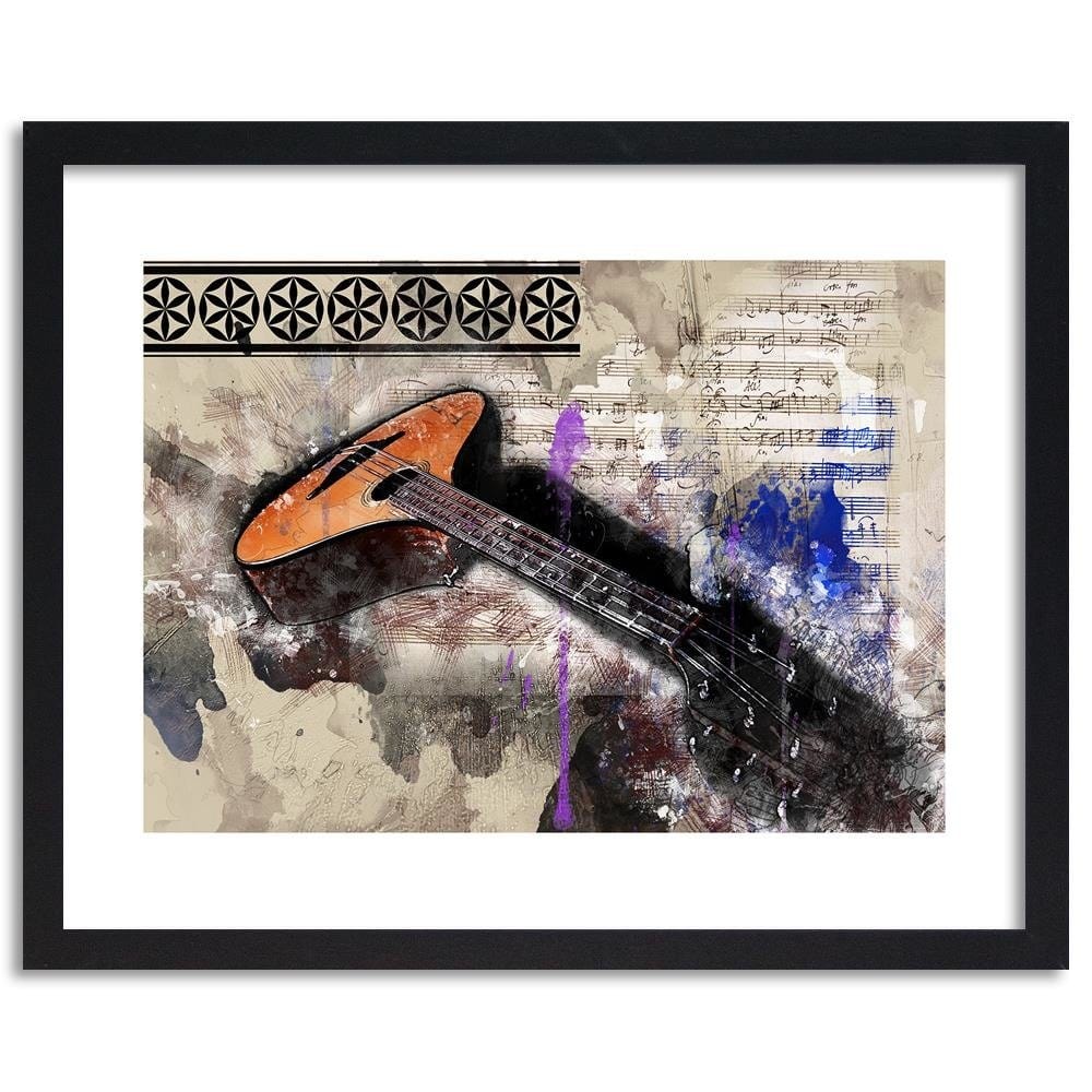 Glezna melnā rāmī - Guitar Abstraction Home Trends