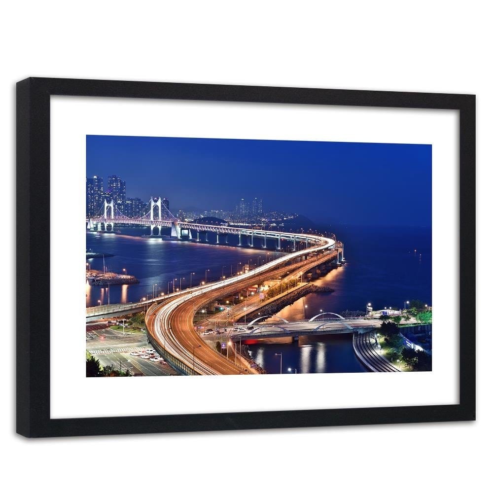 Glezna melnā rāmī - Gwangan Bridge In South Korea Home Trends