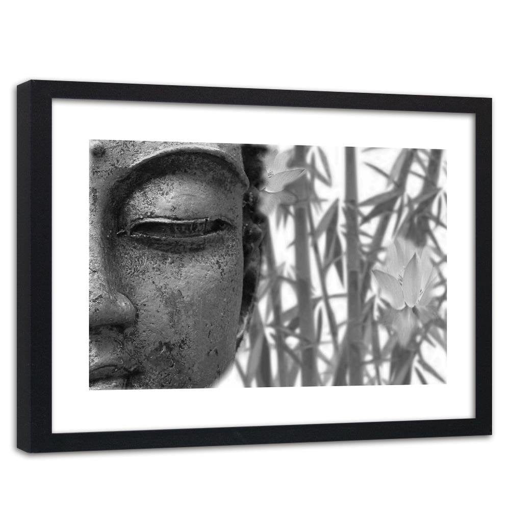Glezna melnā rāmī - Half Face Of Buddha Home Trends