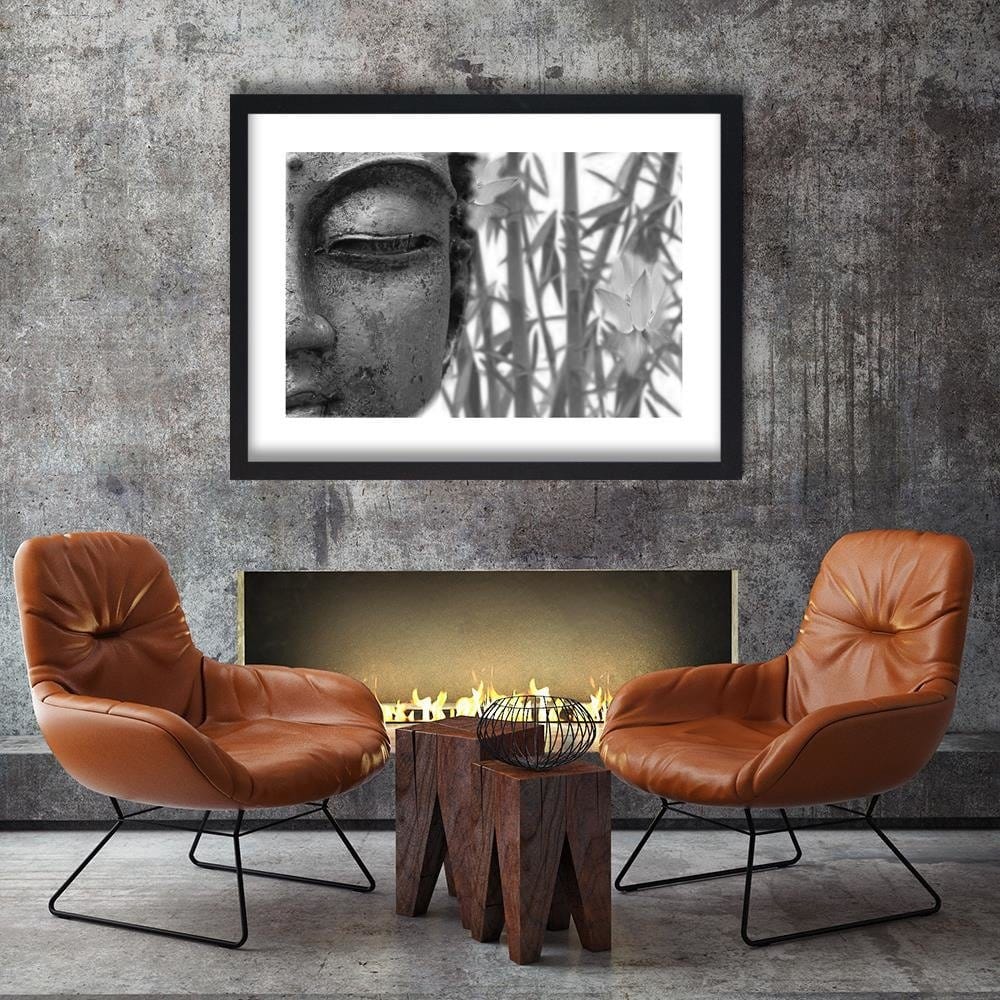 Glezna melnā rāmī - Half Face Of Buddha Home Trends