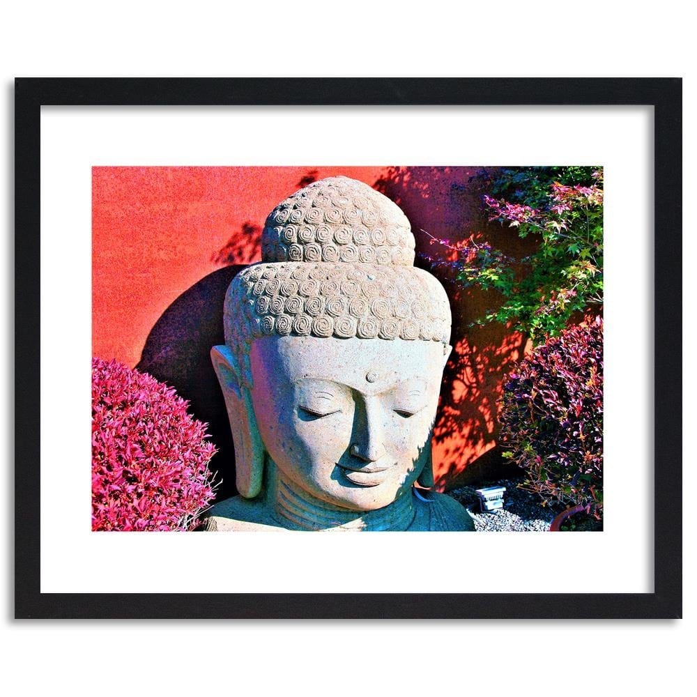Glezna melnā rāmī - Head Of Buddha Among The Plants Home Trends