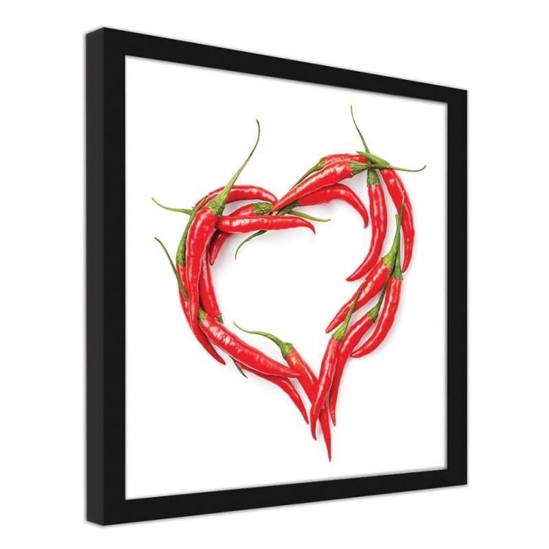 Glezna melnā rāmī - Heart of chili peppers Home Trends