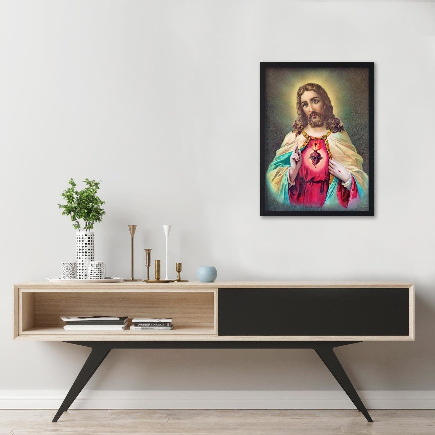 Glezna melnā rāmī - Heart Of Jesus Christ Home Trends
