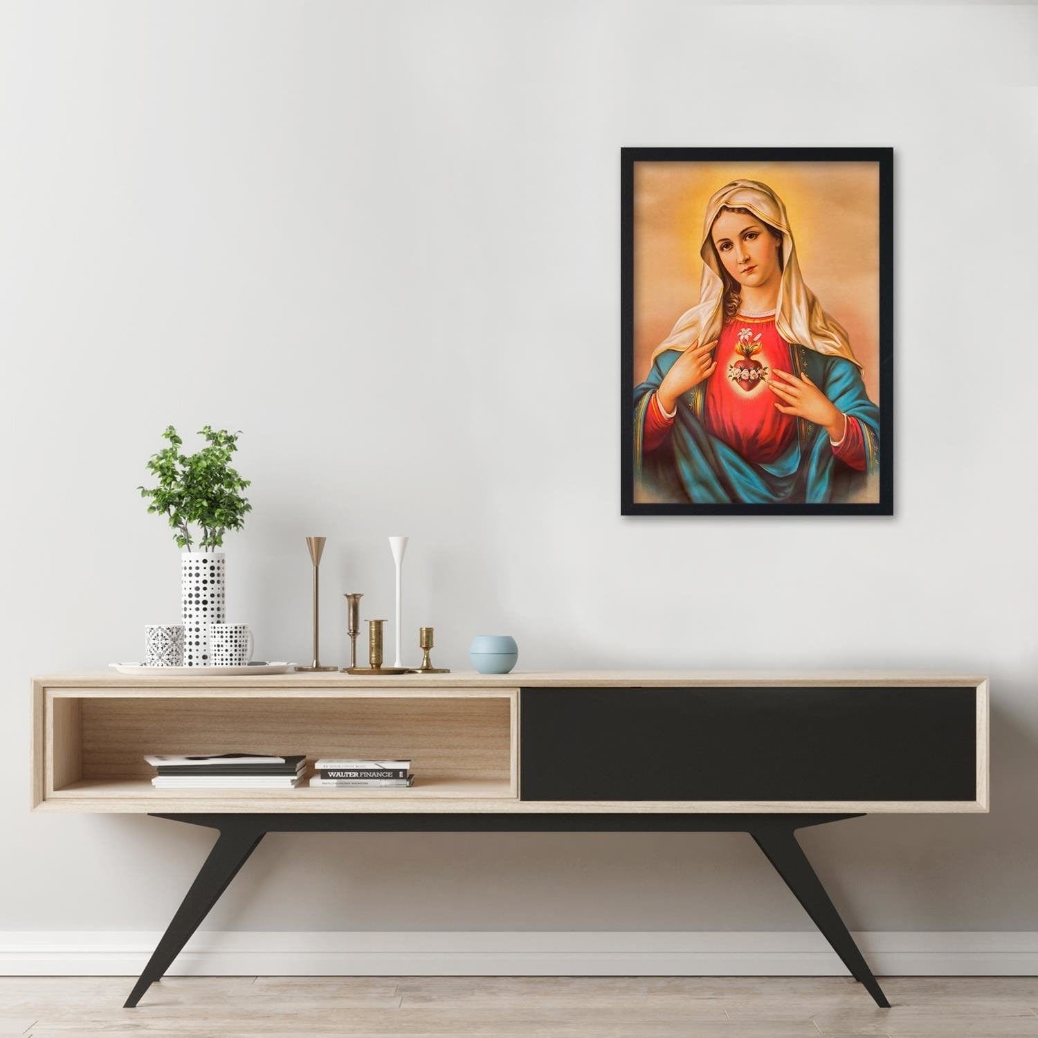 Glezna melnā rāmī - Heart Of The Virgin Mary Home Trends