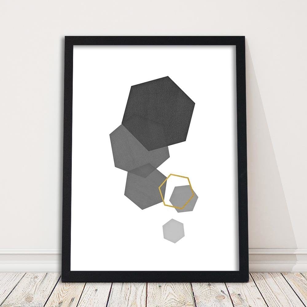 Glezna melnā rāmī - Hexagons 3 Home Trends