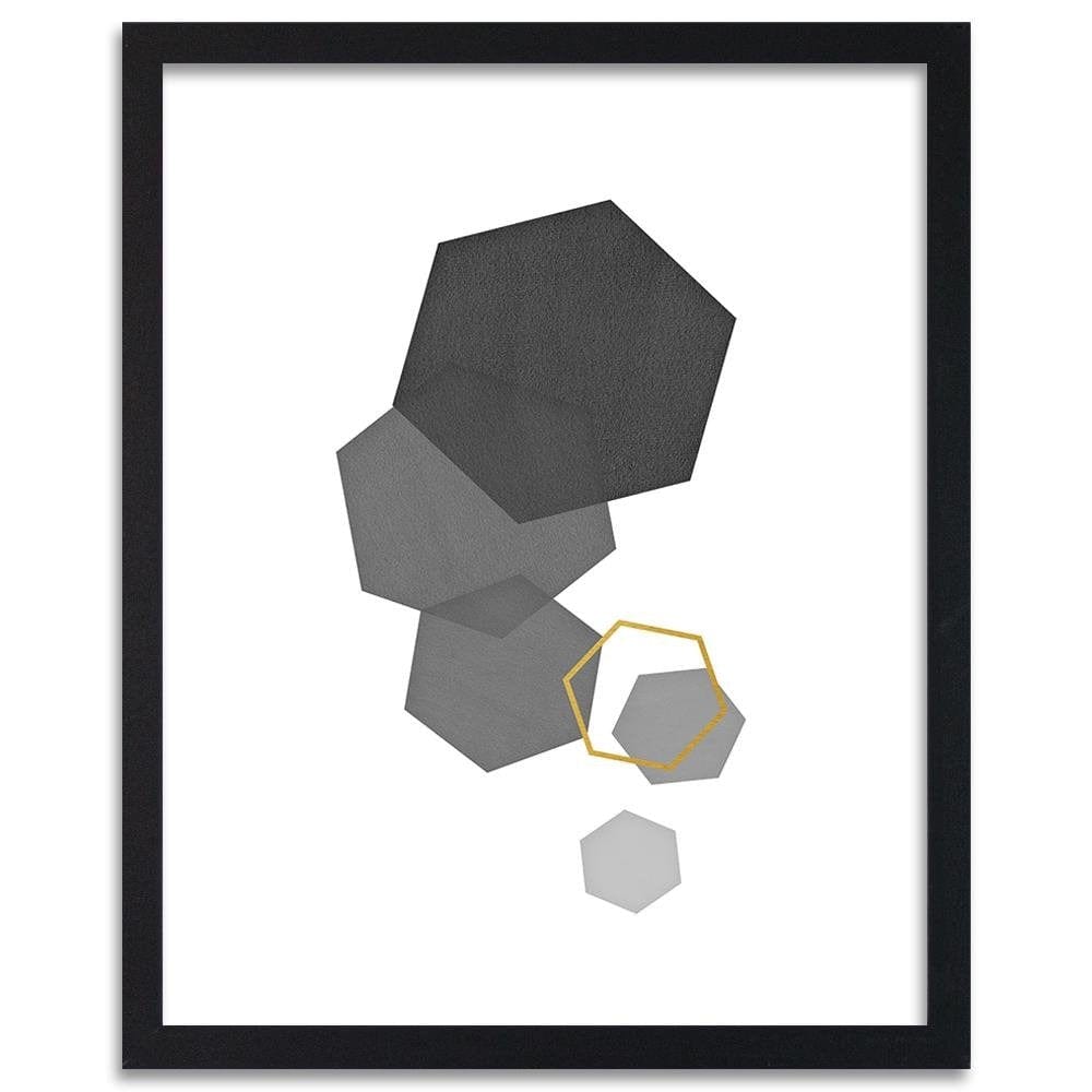 Glezna melnā rāmī - Hexagons 3 Home Trends