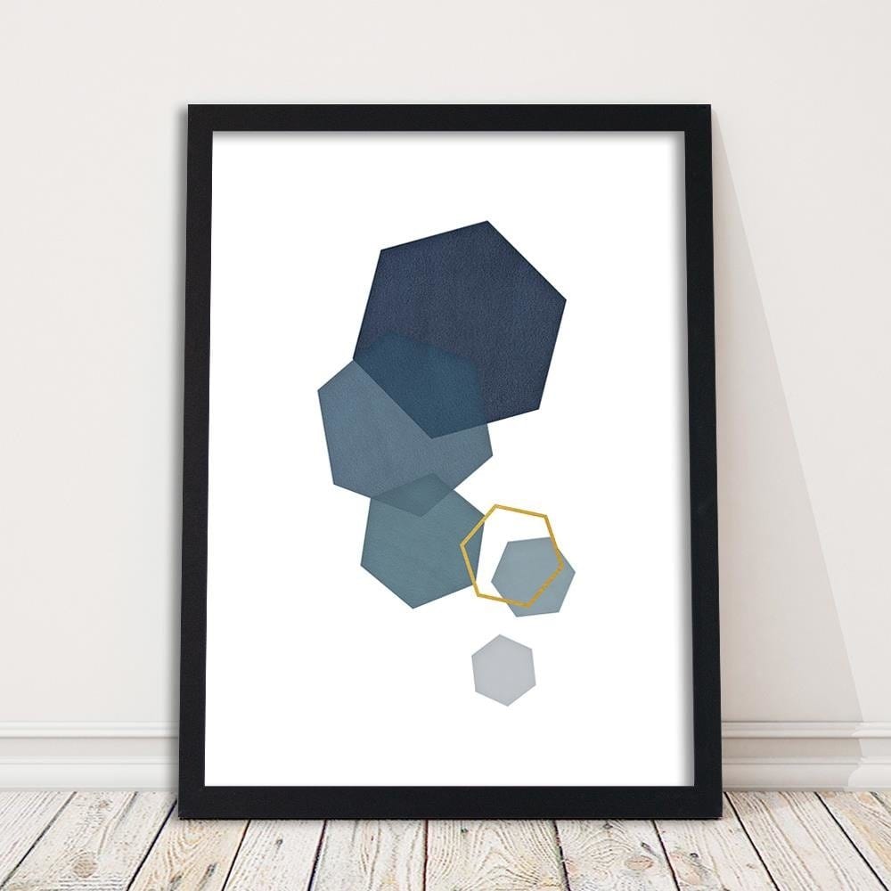 Glezna melnā rāmī - Hexagons Home Trends