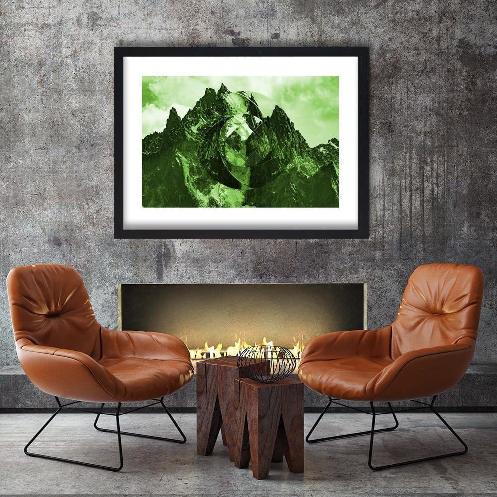 Glezna melnā rāmī - High Mountains With Geometric Figure 3 Home Trends