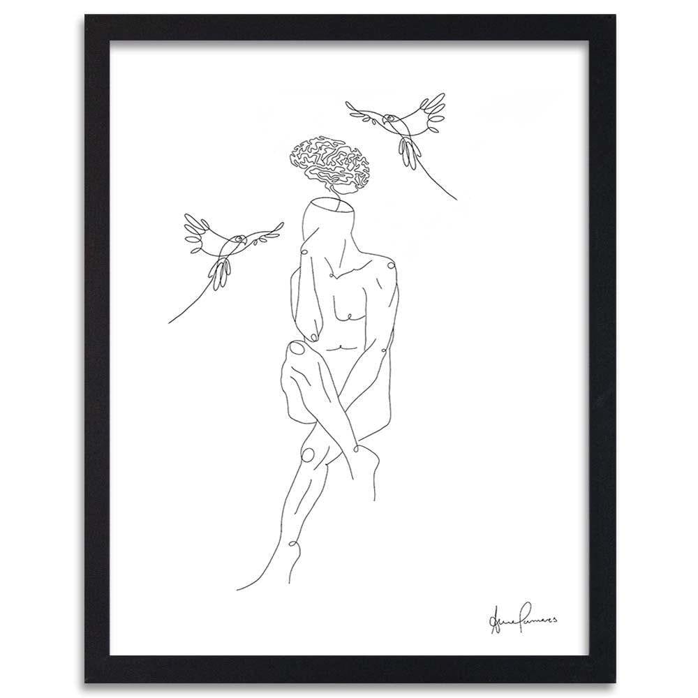 Glezna melnā rāmī - Human And The Bird Home Trends
