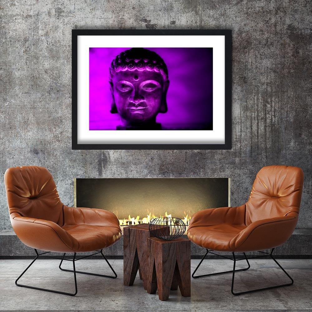 Glezna melnā rāmī - Illuminated Buddha Head Home Trends