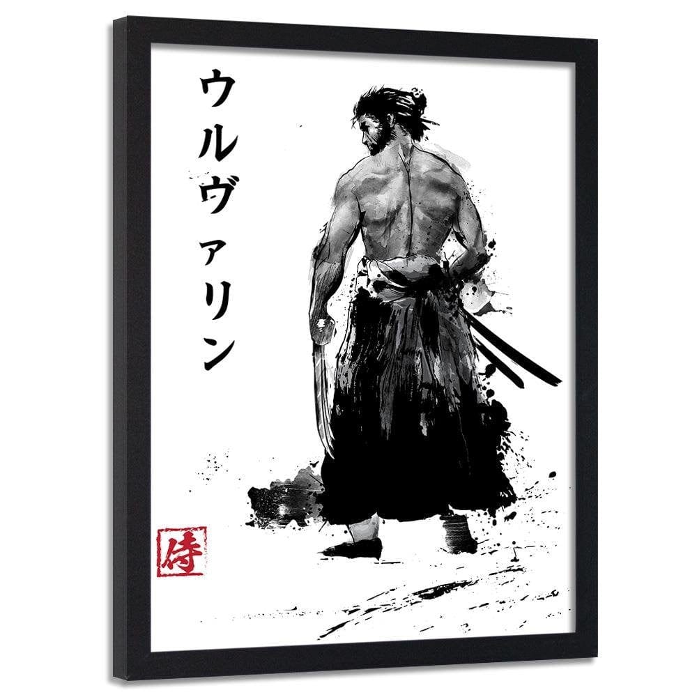 Glezna melnā rāmī - Immortal Samurai Black And White Home Trends