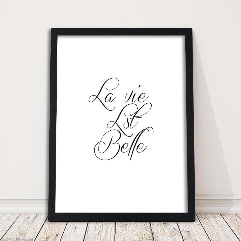 Glezna melnā rāmī - Inscription Life Is Beautiful Home Trends