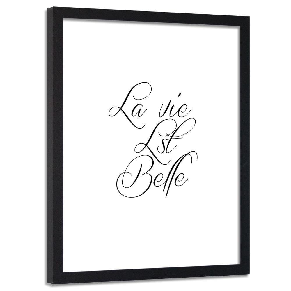 Glezna melnā rāmī - Inscription Life Is Beautiful Home Trends