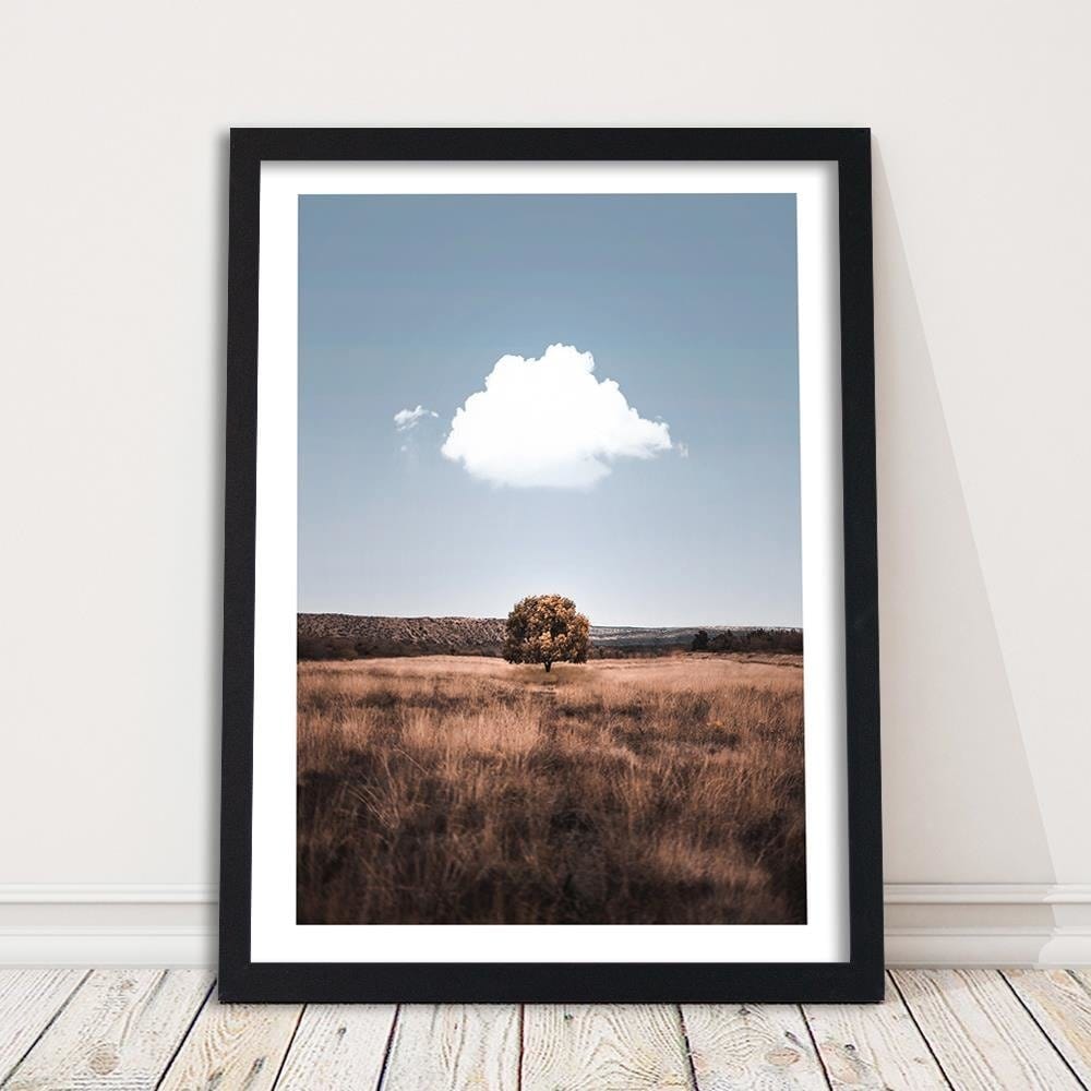 Glezna melnā rāmī - Isolated Tree And Clouds Home Trends