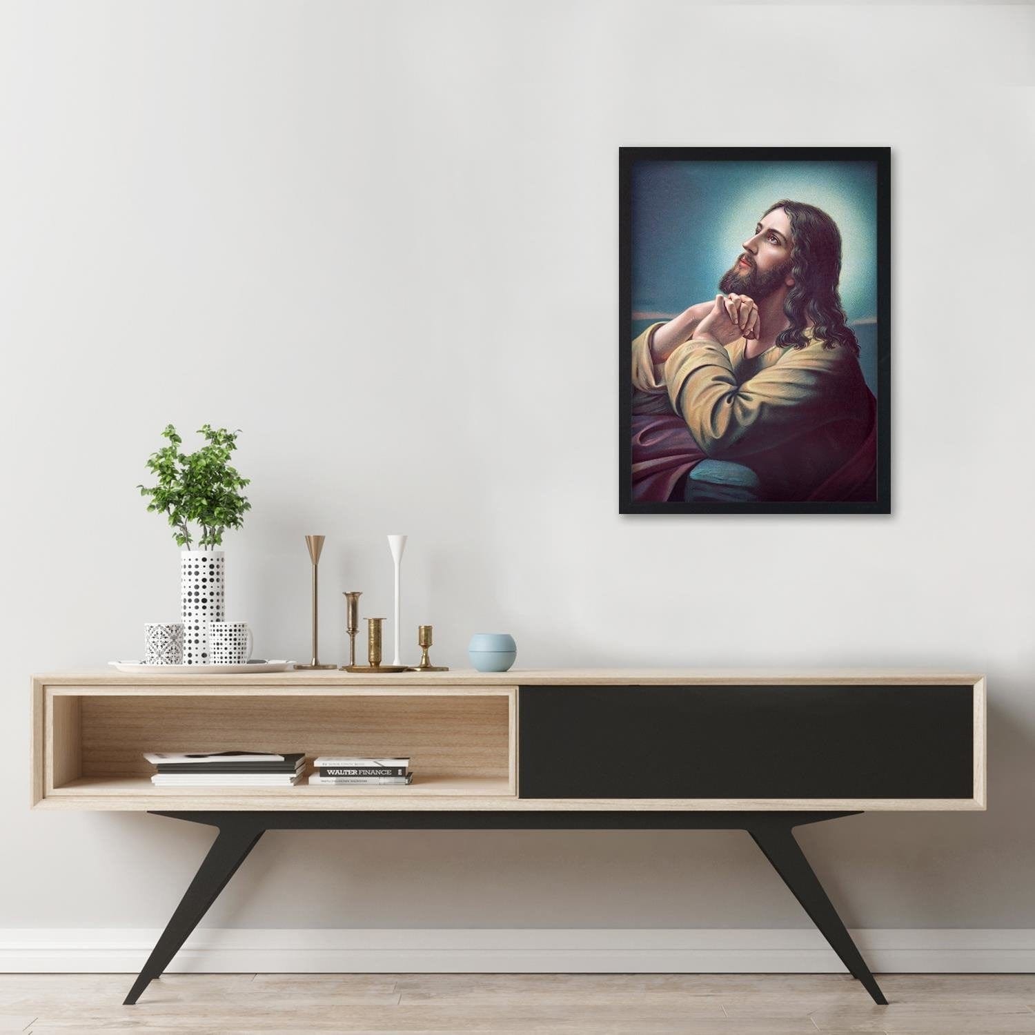 Glezna melnā rāmī - Jesus Praying Home Trends