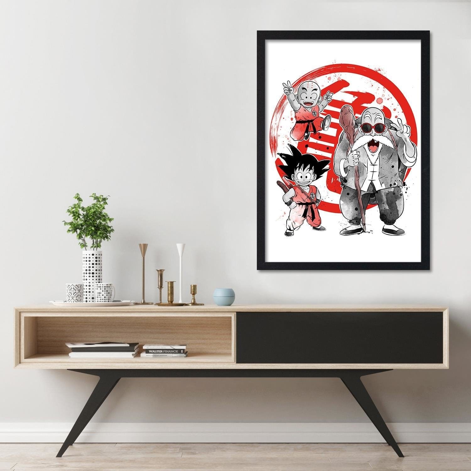 Glezna melnā rāmī - Kame School Image Fine Art Red Home Trends