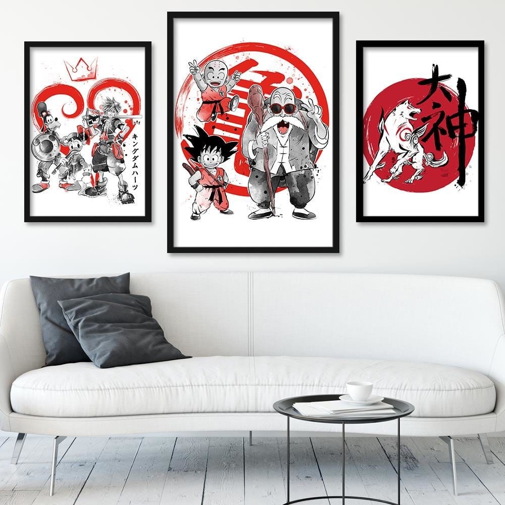Glezna melnā rāmī - Kame School Image Fine Art Red Home Trends