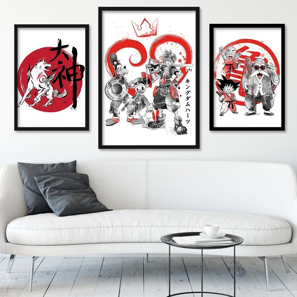 Glezna melnā rāmī - Kingdom Japan Art Red Home Trends