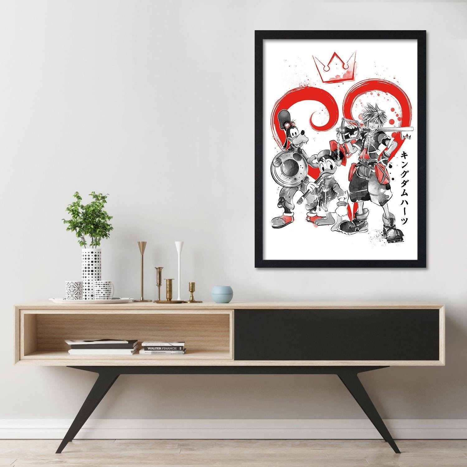 Glezna melnā rāmī - Kingdom Japan Art Red Home Trends