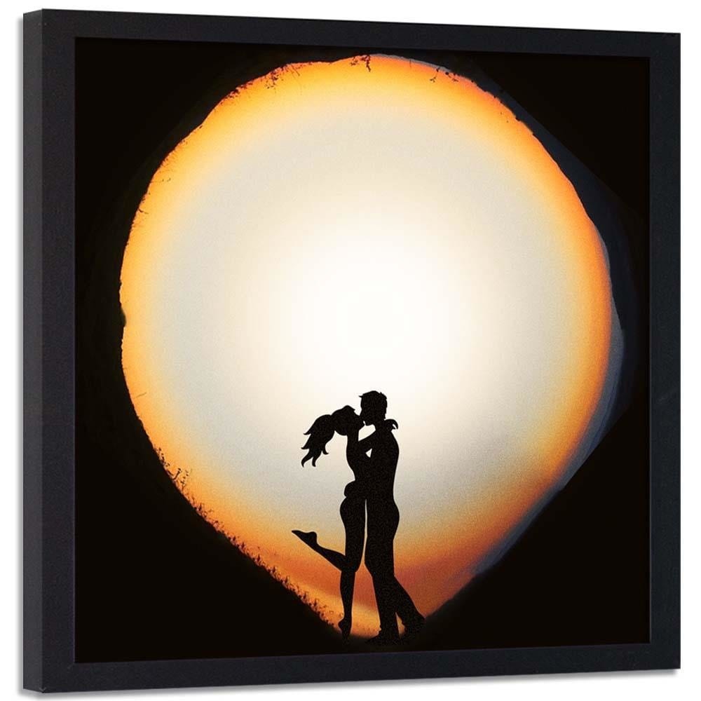 Glezna melnā rāmī - Kiss On A White Background Home Trends