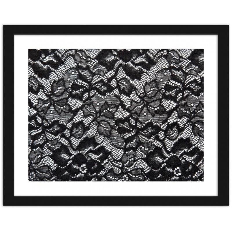 Glezna melnā rāmī - Lace with floral design Home Trends