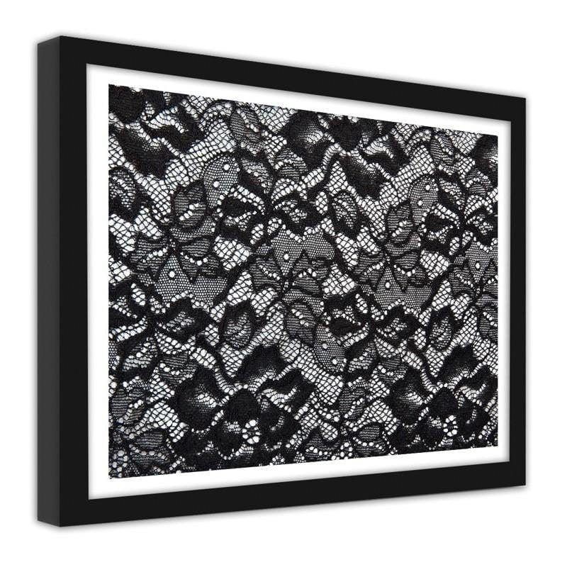 Glezna melnā rāmī - Lace with floral design Home Trends