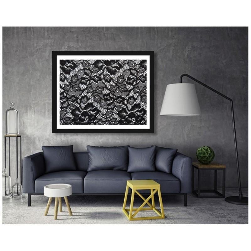 Glezna melnā rāmī - Lace with floral design Home Trends