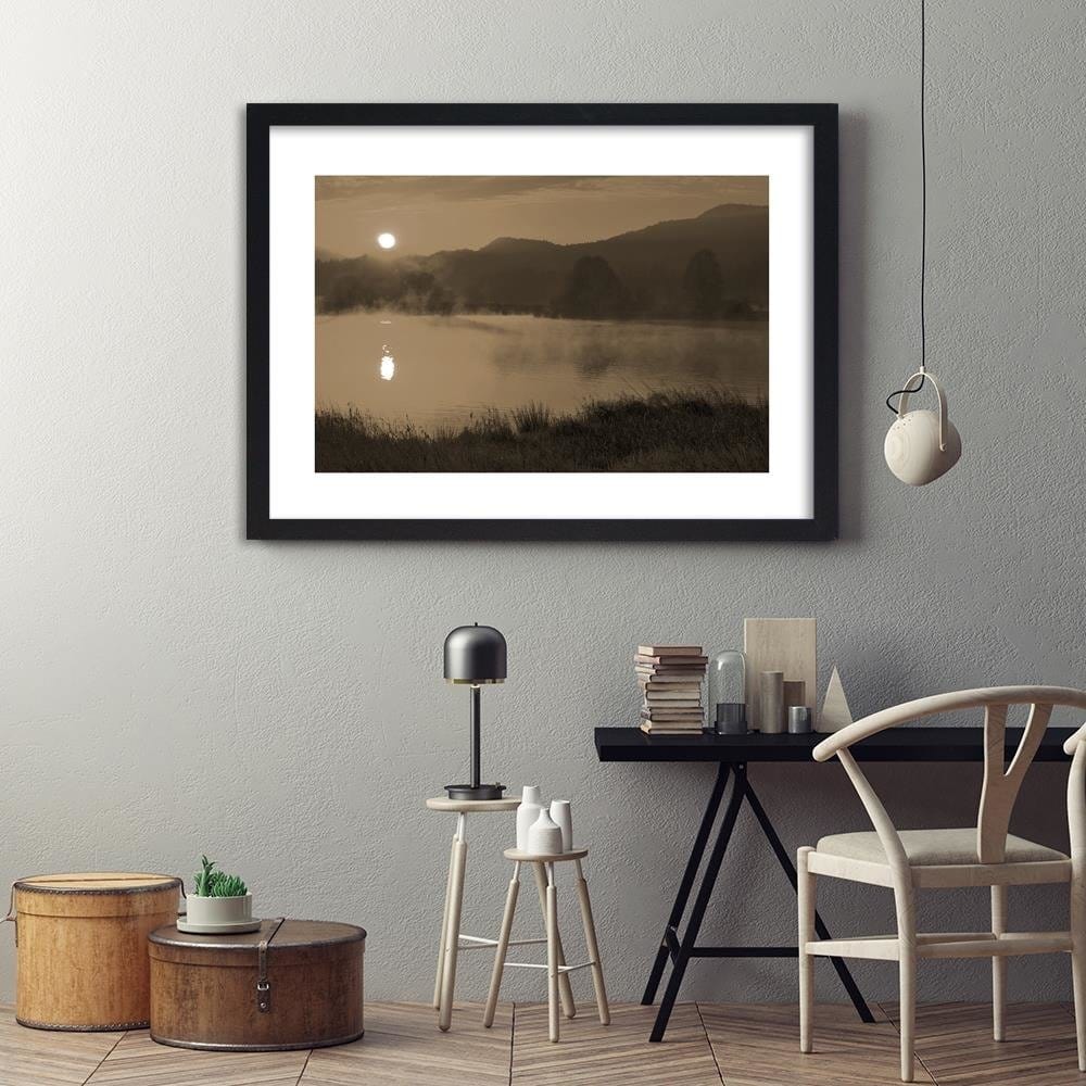 Glezna melnā rāmī - Lake In The Fog 1 Home Trends