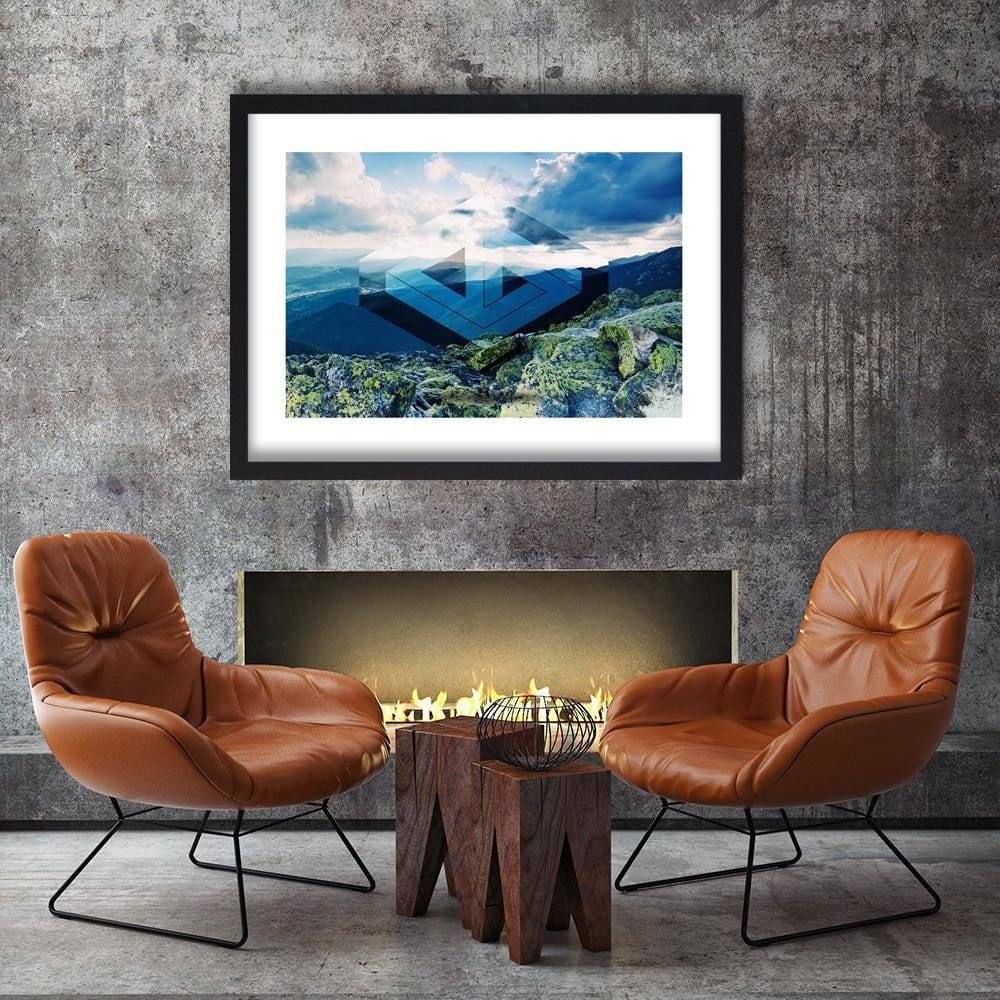 Glezna melnā rāmī - Landscape With Geometric Figure 1 Home Trends