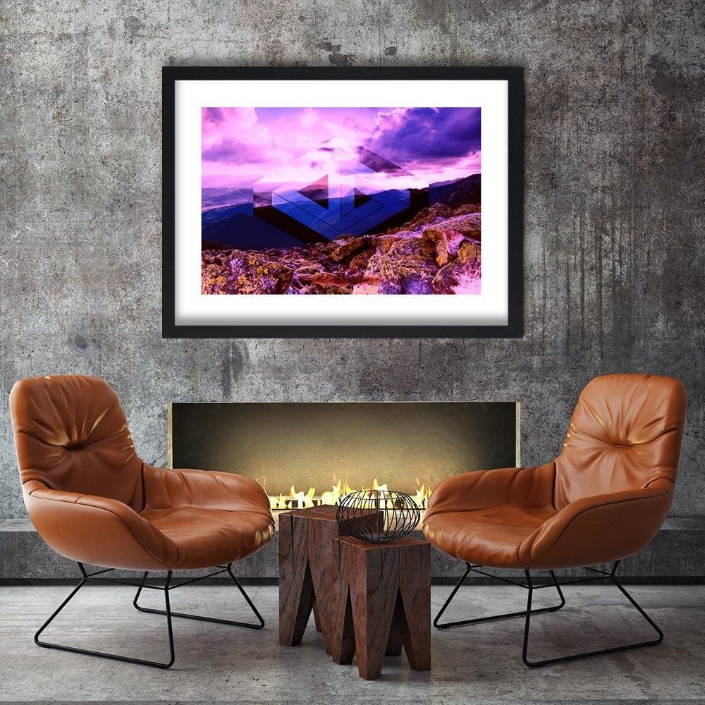 Glezna melnā rāmī - Landscape With Geometric Figure 2 Home Trends