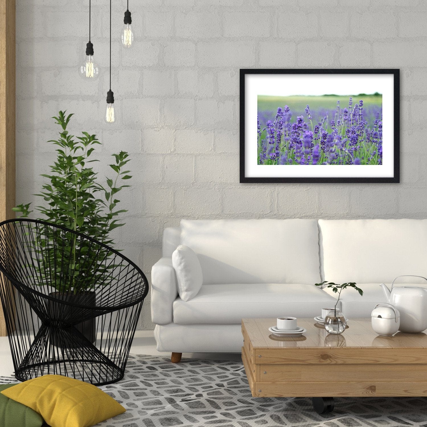 Glezna melnā rāmī - Lavender Fields Home Trends