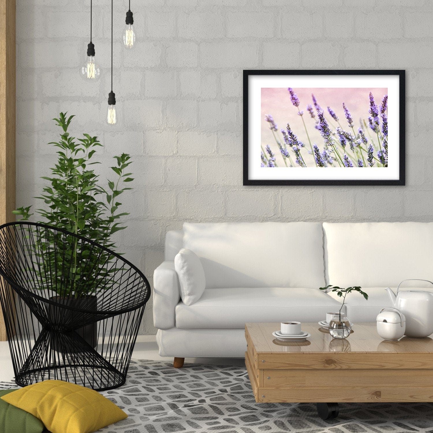 Glezna melnā rāmī - Lavender Flowers Home Trends