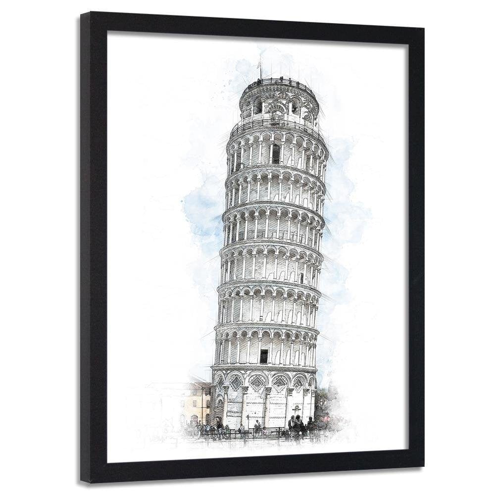 Glezna melnā rāmī - Leaning Tower Grey Home Trends