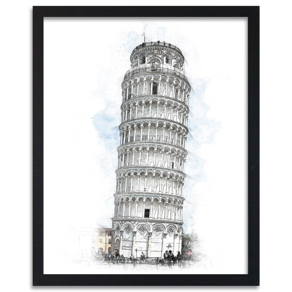 Glezna melnā rāmī - Leaning Tower Grey Home Trends