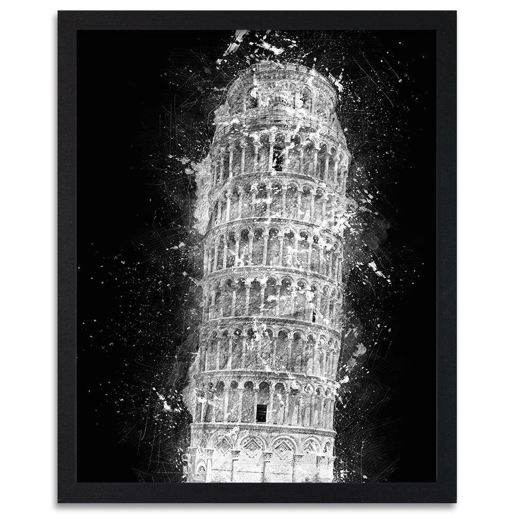 Glezna melnā rāmī - Leaning Tower Of Pisa At Night Home Trends