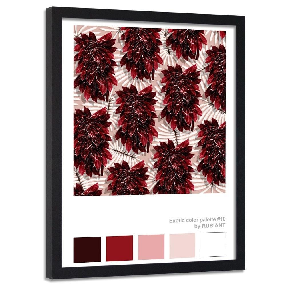 Glezna melnā rāmī - Leaves Exotic Red Home Trends