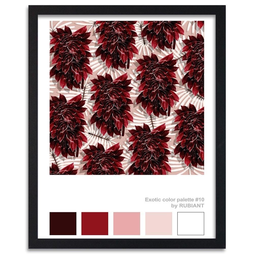 Glezna melnā rāmī - Leaves Exotic Red Home Trends