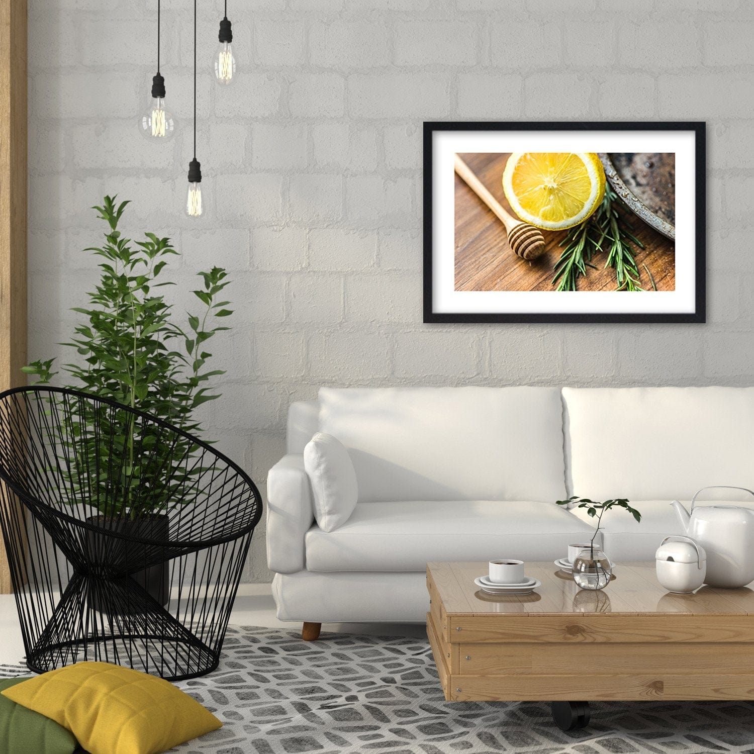 Glezna melnā rāmī - Lemon And Rosemary Home Trends