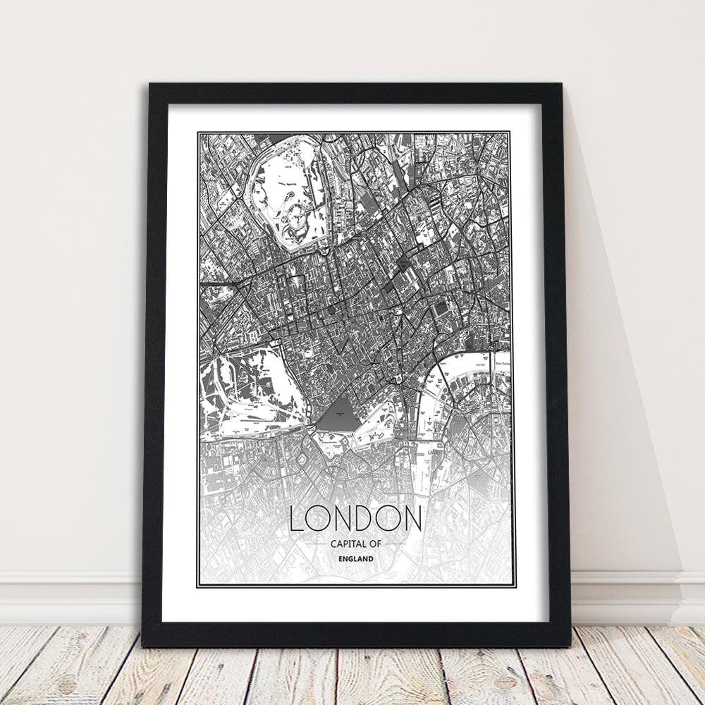 Glezna melnā rāmī - London City Plan Home Trends
