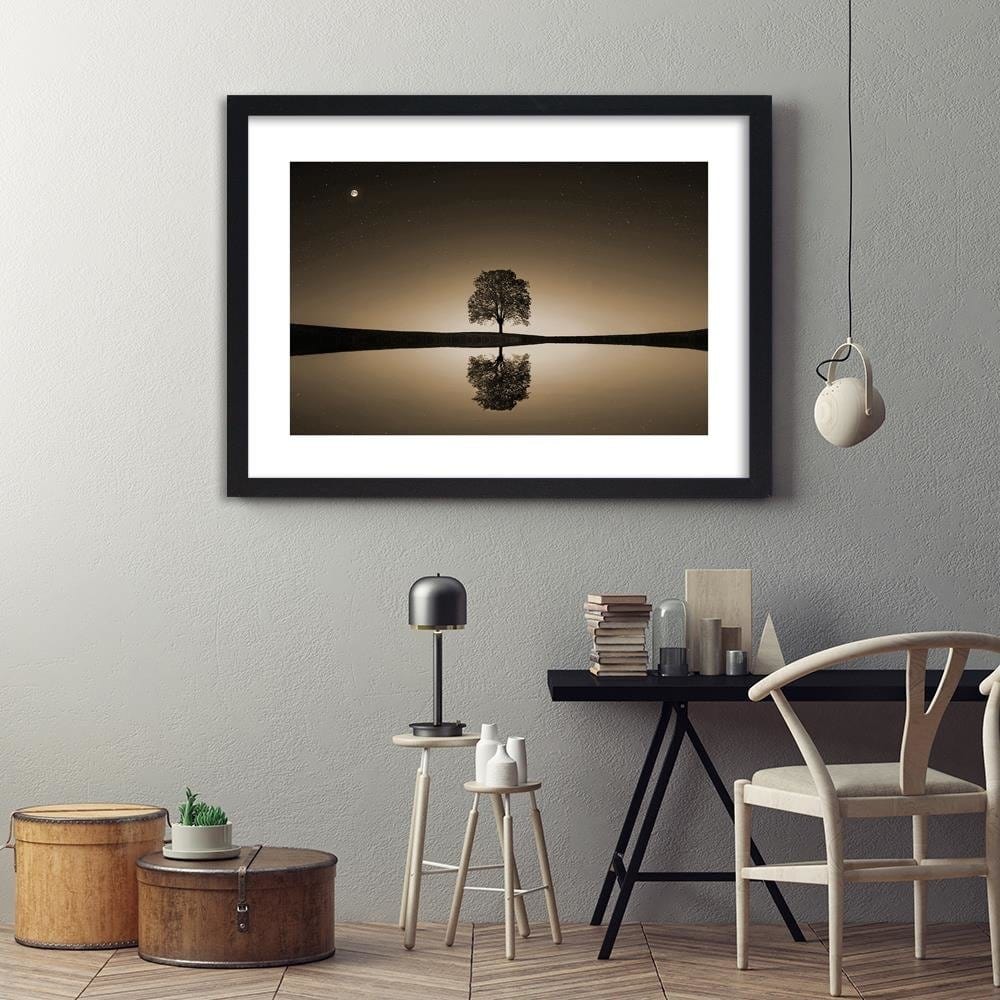 Glezna melnā rāmī - Lonely Tree 1 Home Trends