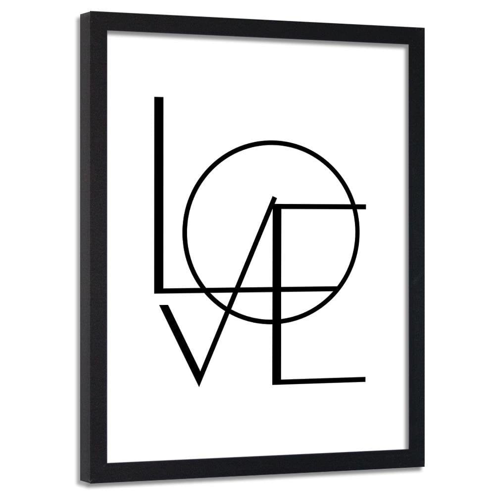 Glezna melnā rāmī - Love On The White Background Home Trends