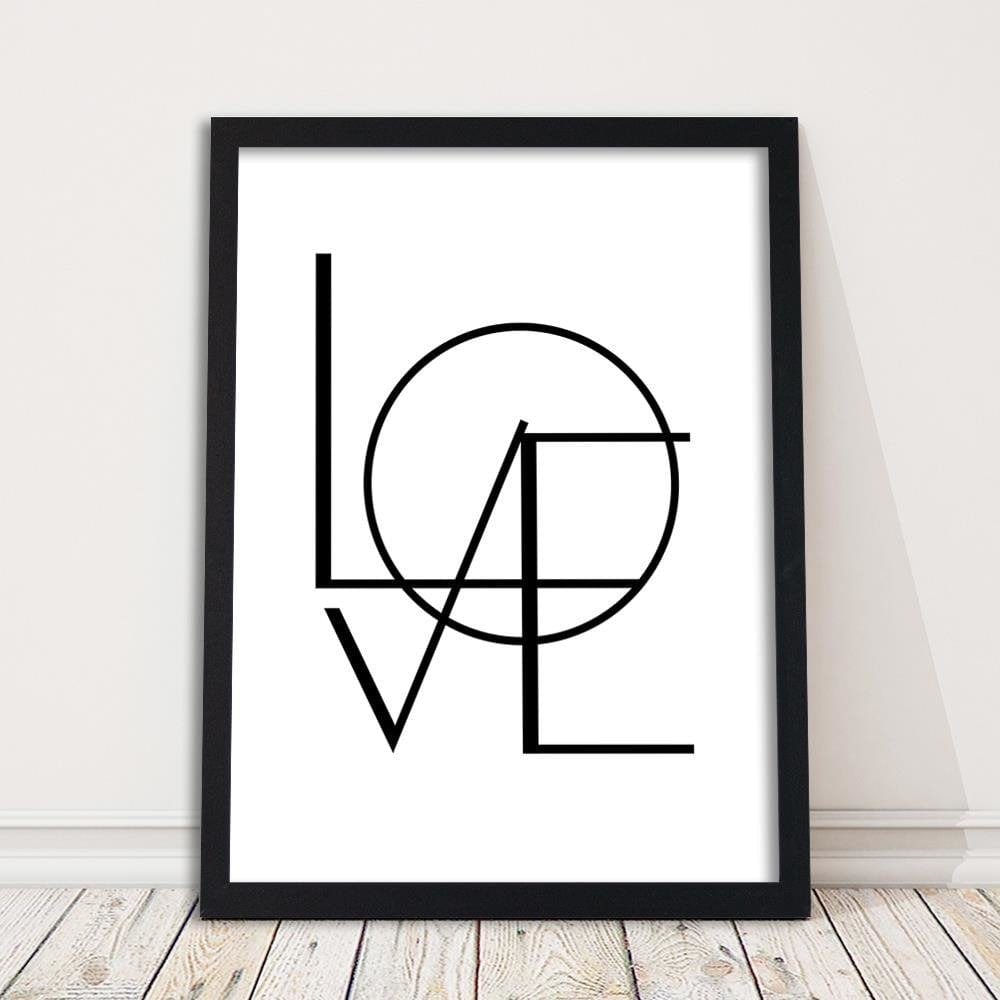 Glezna melnā rāmī - Love On The White Background Home Trends