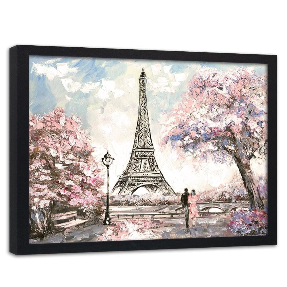 Glezna melnā rāmī - Lovers By The Eiffel Tower Home Trends