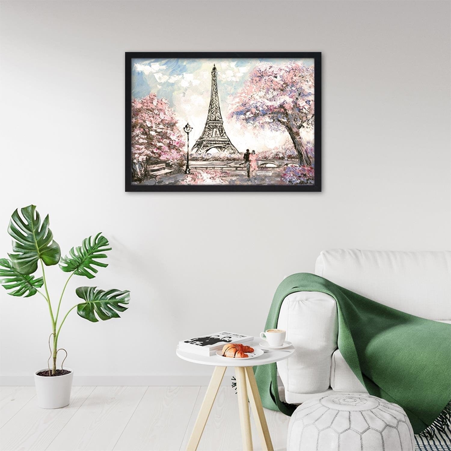 Glezna melnā rāmī - Lovers By The Eiffel Tower Home Trends