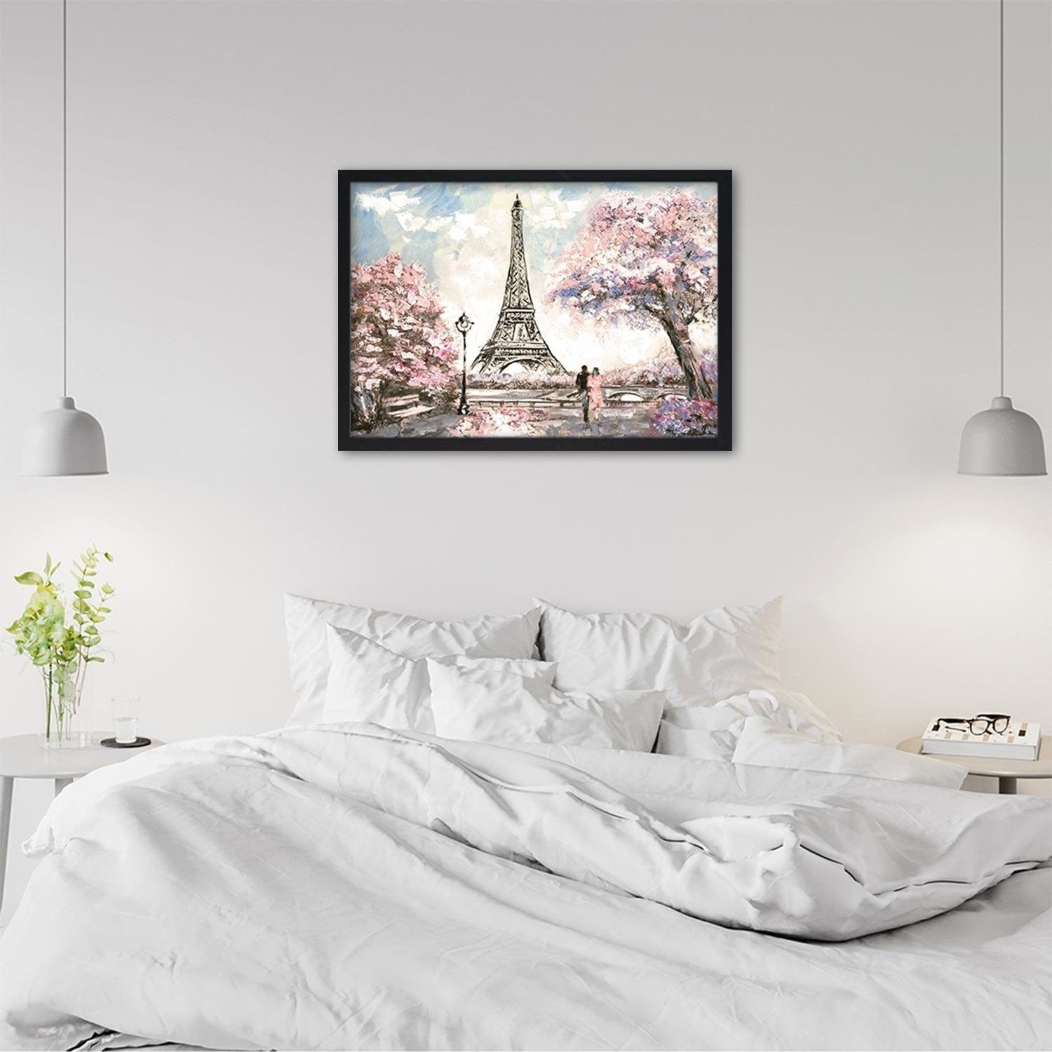Glezna melnā rāmī - Lovers By The Eiffel Tower Home Trends