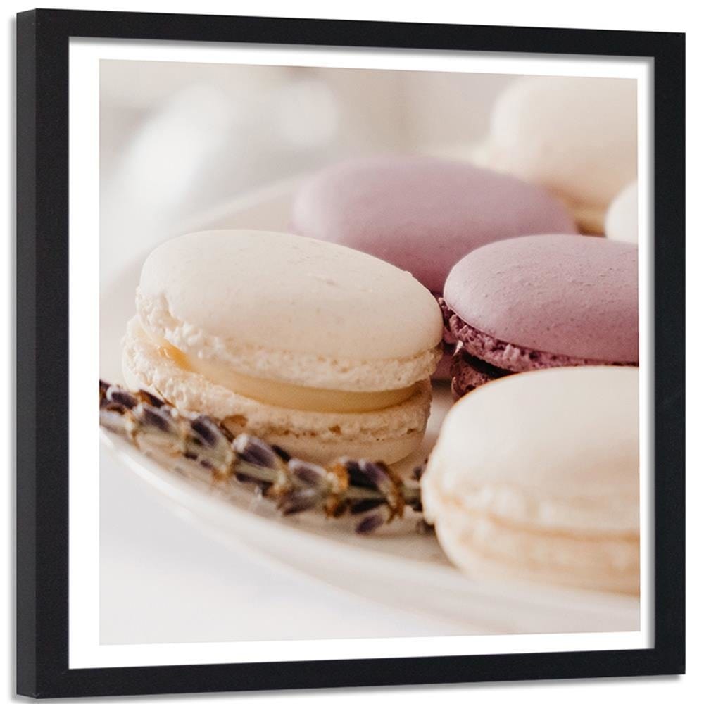 Glezna melnā rāmī - Macaroons On A Plate 2 Home Trends