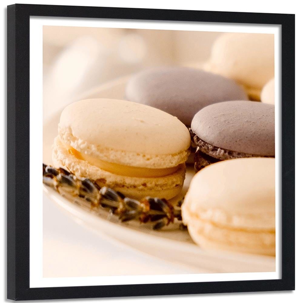 Glezna melnā rāmī - Macaroons On A Plate Home Trends