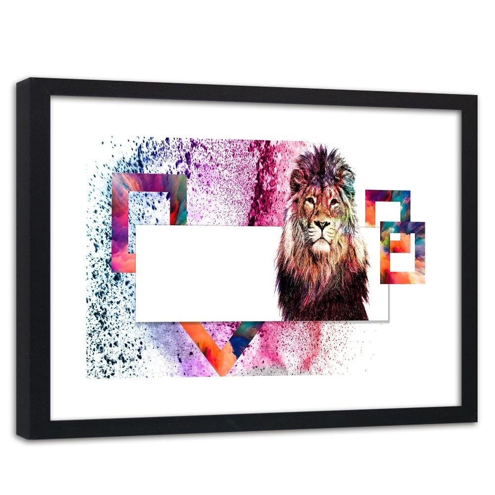 Glezna melnā rāmī - Majestic Lion  Home Trends