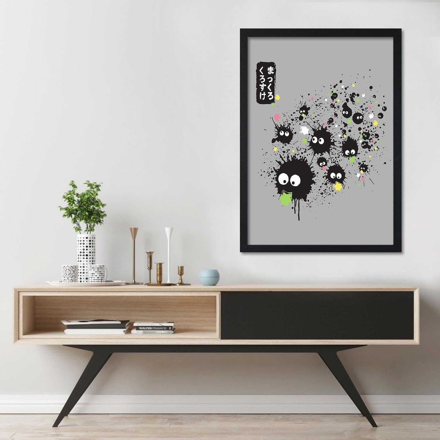 Glezna melnā rāmī - Makkuro Kurosuke Grey  Home Trends