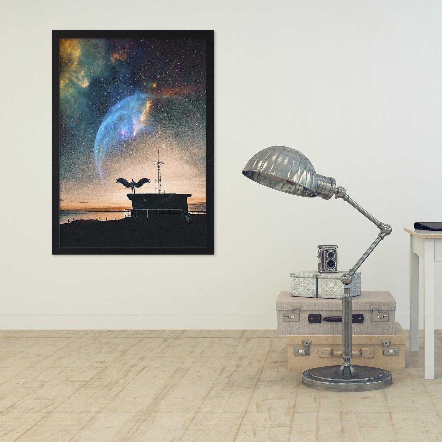 Glezna melnā rāmī - Man With Wings And Sky Home Trends